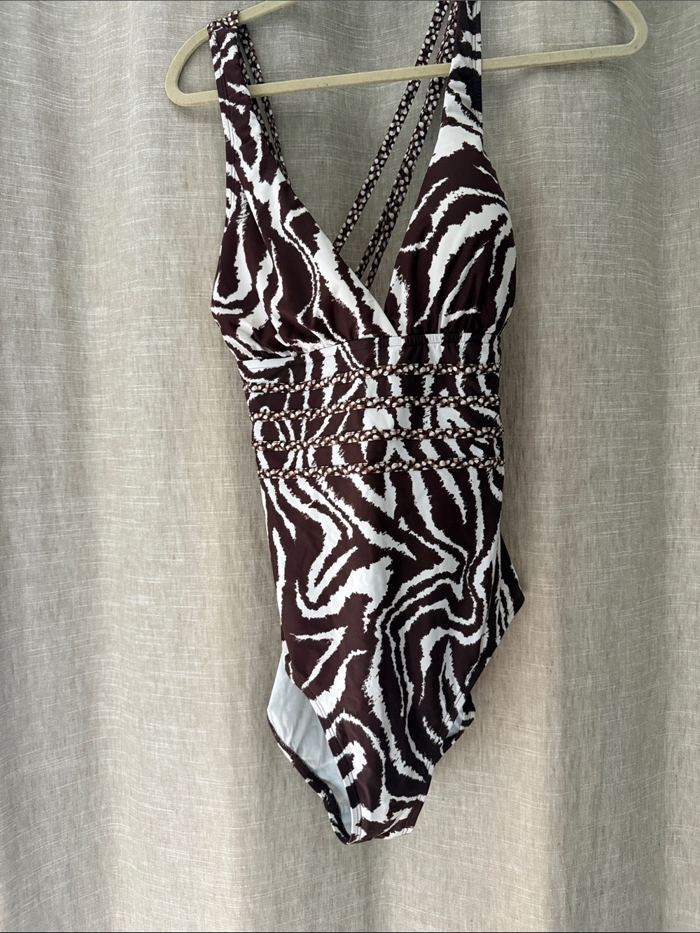 La Blanca Brown and White Printed One-Piece Swimsuit